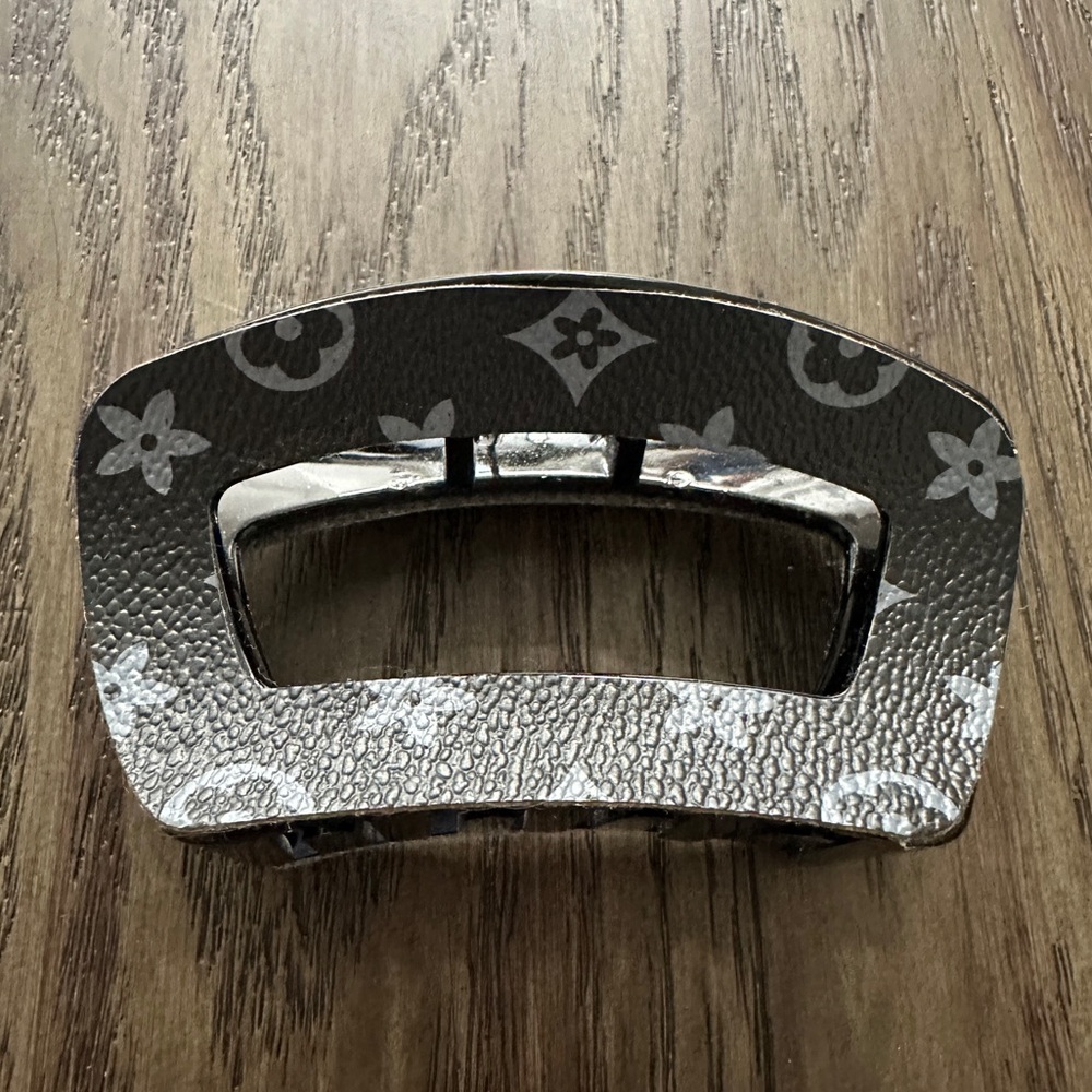 Black and Gray Monogram Designer Inspired Hair Clip